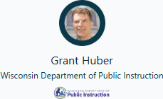 Grant Huber headshot and Department of Public Instruction logo